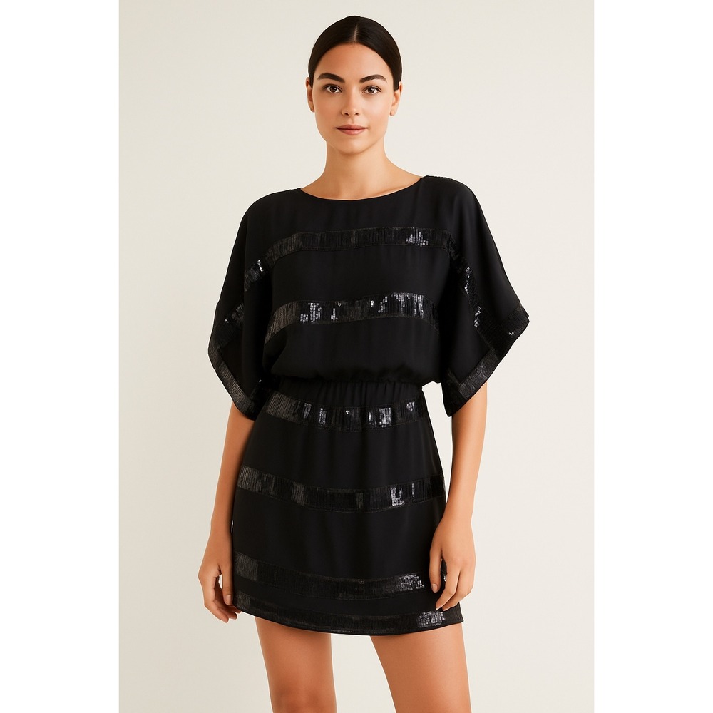 Jessica Simpson‎ Black Sequin Sheer Mini Dress Party Cocktail Women's